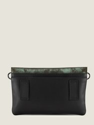 Wearable Wallet Belt Bag with Chain Strap in Green Metallic