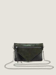 Wearable Wallet Belt Bag with Chain Strap in Green Metallic - Green Metallic