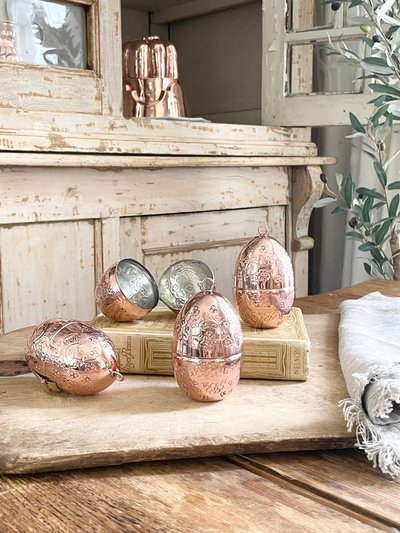 Coppermill Kitchen Copper Etched Bird & Floral Egg Ornaments - Set Of 4 product