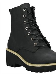 Lace Up Wedge Heel Boot