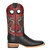 Ladies Shaft And Turquoise Inlay Square Toe Cowboy Boot In Black/red