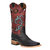 Ladies Shaft And Turquoise Inlay Square Toe Cowboy Boot In Black/red - Black/red