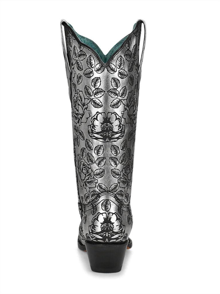 Women's Western Dress Boots In Silver/Black