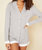 Bella Long Sleeve Top & Boxer Pajama Set In Dove Gray/white - Dove Gray/white