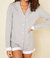 Bella Long Sleeve Top & Boxer Pajama Set In Dove Gray/white - Dove Gray/white