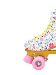 Girls Floral Pattern Skates - White