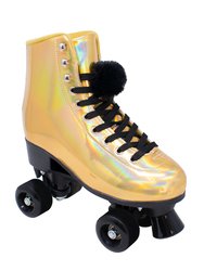 Gold Iridescent Pom Pom Roller Skates