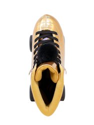 Gold Iridescent Pom Pom Roller Skates