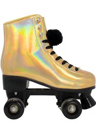 Gold Iridescent Pom Pom Roller Skates - Gold