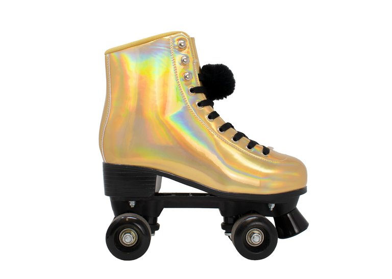 Gold Iridescent Pom Pom Roller Skates - Gold