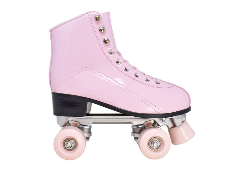 Patent Stitch Roller Skates - Pink