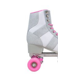 Silver Glitter Mesh Roller Skates - Silver