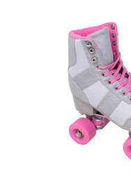 Silver Glitter Mesh Roller Skates