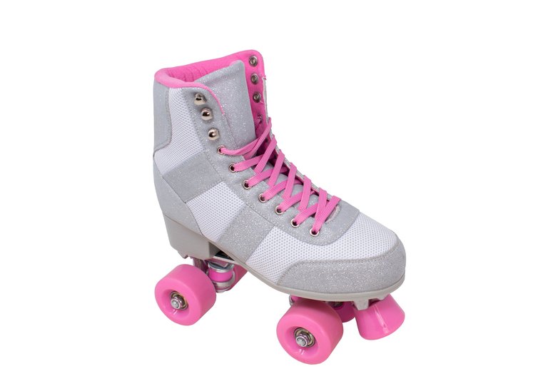 Silver Glitter Mesh Roller Skates