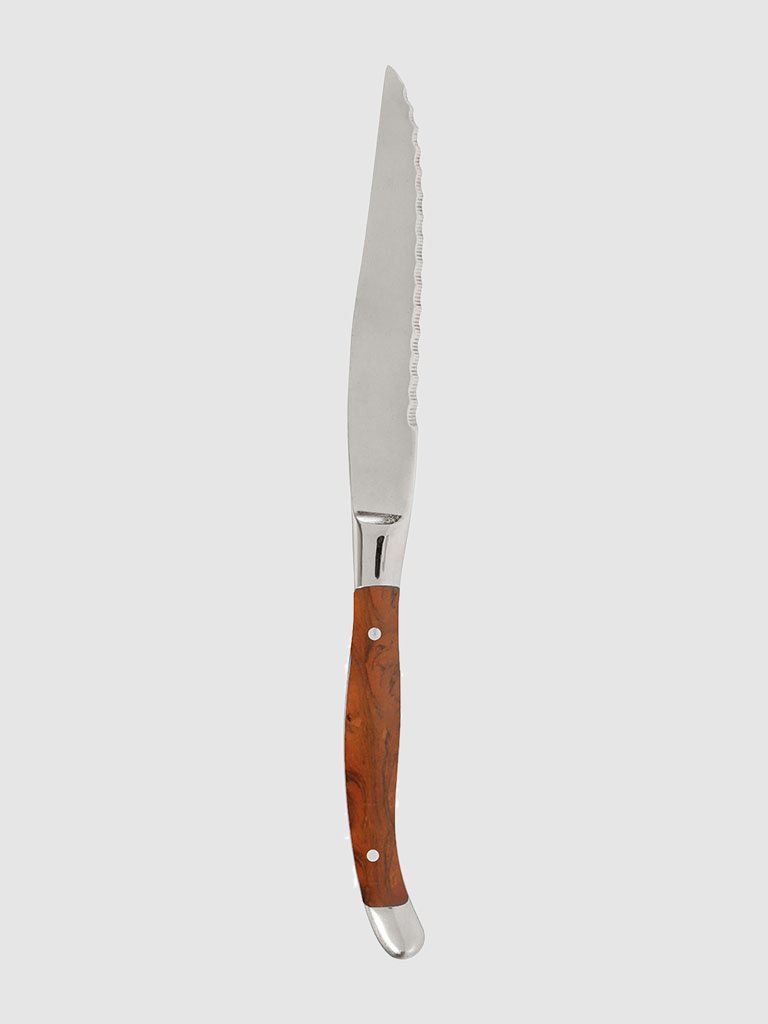 Stainless Steel Steak Knife - Brown/Silver
