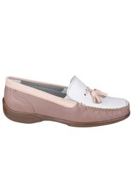 Biddlestone Ladies Moccasin / Womens Shoes - White/Beige/Tan
