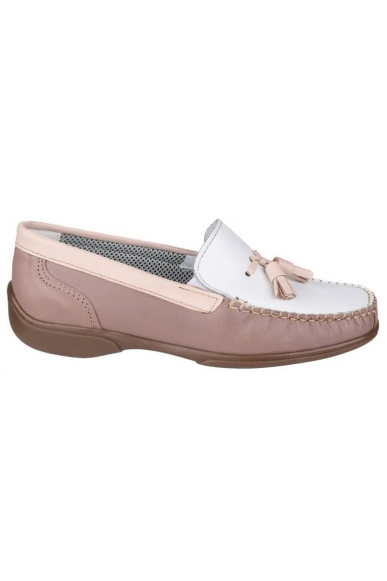 Biddlestone Ladies Moccasin / Womens Shoes - White/Beige/Tan