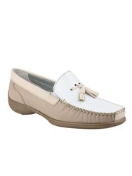 Biddlestone Ladies Moccasin / Womens Shoes - White/Beige/Tan - White/Beige/Tan