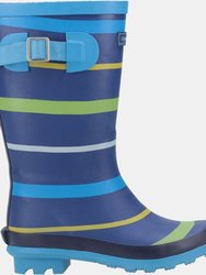 Cotswold Boys Stripe Wellington Boot (Blue/Green/Yellow) (1 Little Kid)