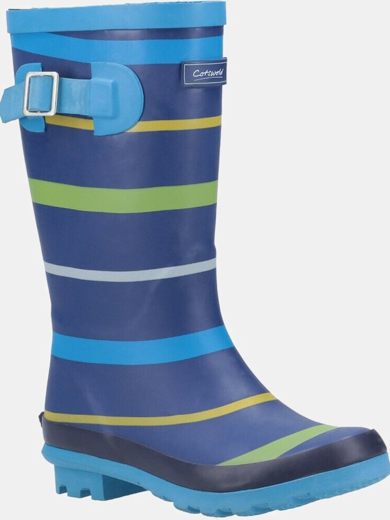 Cotswold Boys Stripe Wellington Boot (Blue/Green/Yellow) (1 Little Kid) - Blue/Green/Yellow