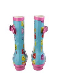 Cotswold Childrens Button Heart Wellies/Big Girls Boots (Multi)