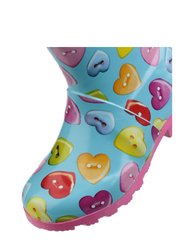 Cotswold Childrens Button Heart Wellies/Big Girls Boots (Multi)