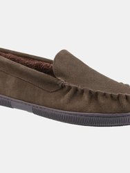 Cotswold Mens Sodbury Suede Moccasin Slippers - Brown - Brown