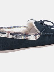 Cotswold Womens/Ladies Kilkenny Classic Fur Lined Moccasin Slippers - Navy