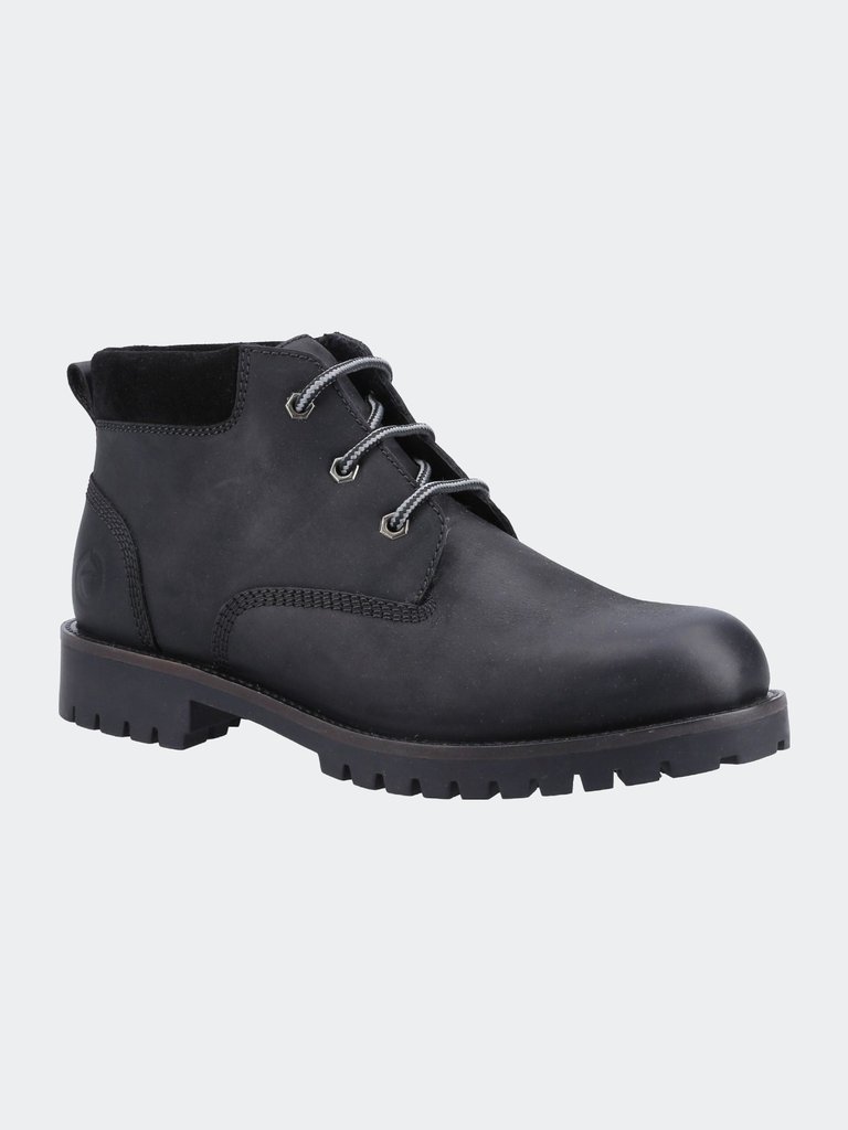 Mens Banbury Leather Ankle Boots - Black - Black