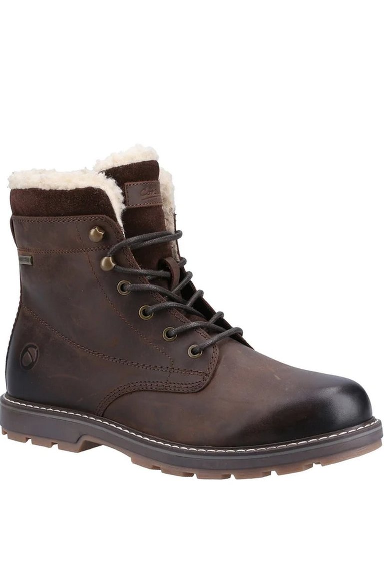 Mens Bishop Leather Boots - Brown - Brown