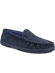 Mens Sodbury Suede Moccasin Slippers - Navy - Navy