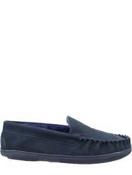 Mens Sodbury Suede Moccasin Slippers - Navy