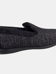 Mens Stanley Moc Toe Full Slipper - Black