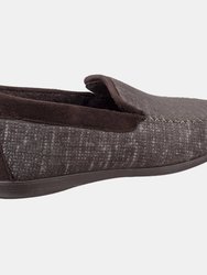 Mens Stanley Moc Toe Full Slipper - Brown