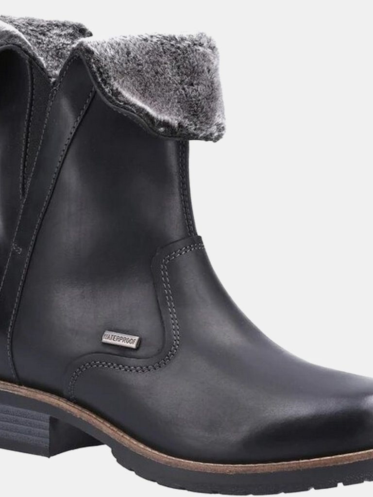 Womens Dursley Leather Ankle Boots - Black - Black
