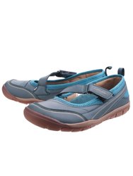 Womens/Ladies Appleton Touch Fastening Ballet Pump Shoes - Blue