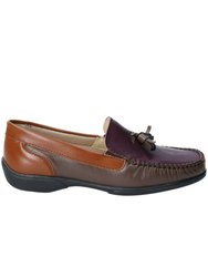 Womens/Ladies Biddlestone Leather Slip On Loafer Shoe - Multicolored