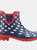 Womens/Ladies Blakney Dotted Galoshes Boots - Blue/Red