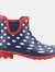 Womens/Ladies Blakney Dotted Galoshes Boots - Blue/Red