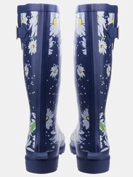 Womens/Ladies Burghley Pull On Patterned Wellington Boots - Daisy