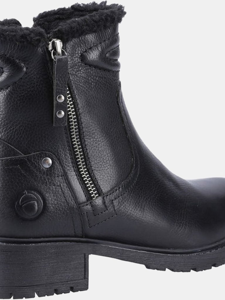 Womens/Ladies Gloucester Leather Ankle Boots - Black