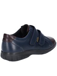 Womens/Ladies Haythrop Touch Fastening Leather Shoes - Navy/Brown