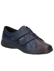 Womens/Ladies Haythrop Touch Fastening Leather Shoes - Navy/Brown - Navy/Brown