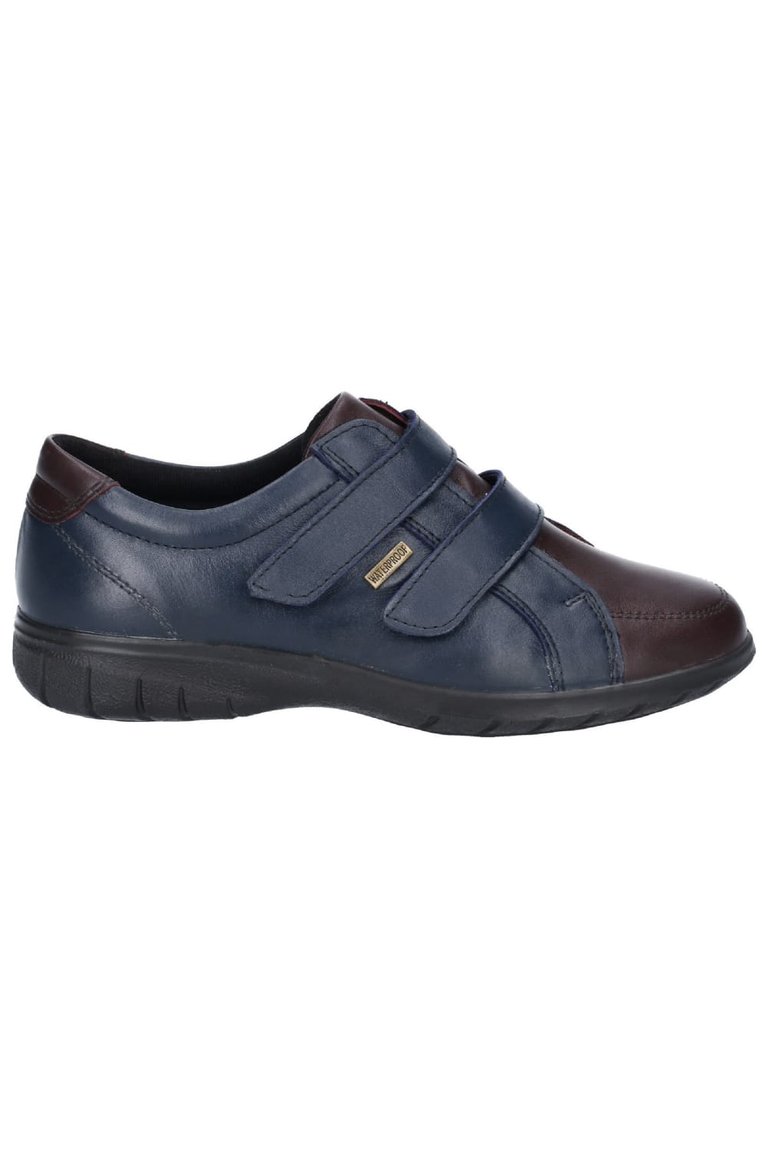 Womens/Ladies Haythrop Touch Fastening Leather Shoes - Navy/Brown