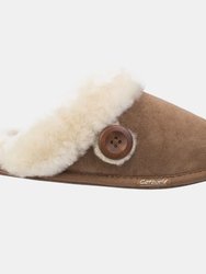 Womens/Ladies Lechlade Sheepskin Mule Slippers - Chestnut