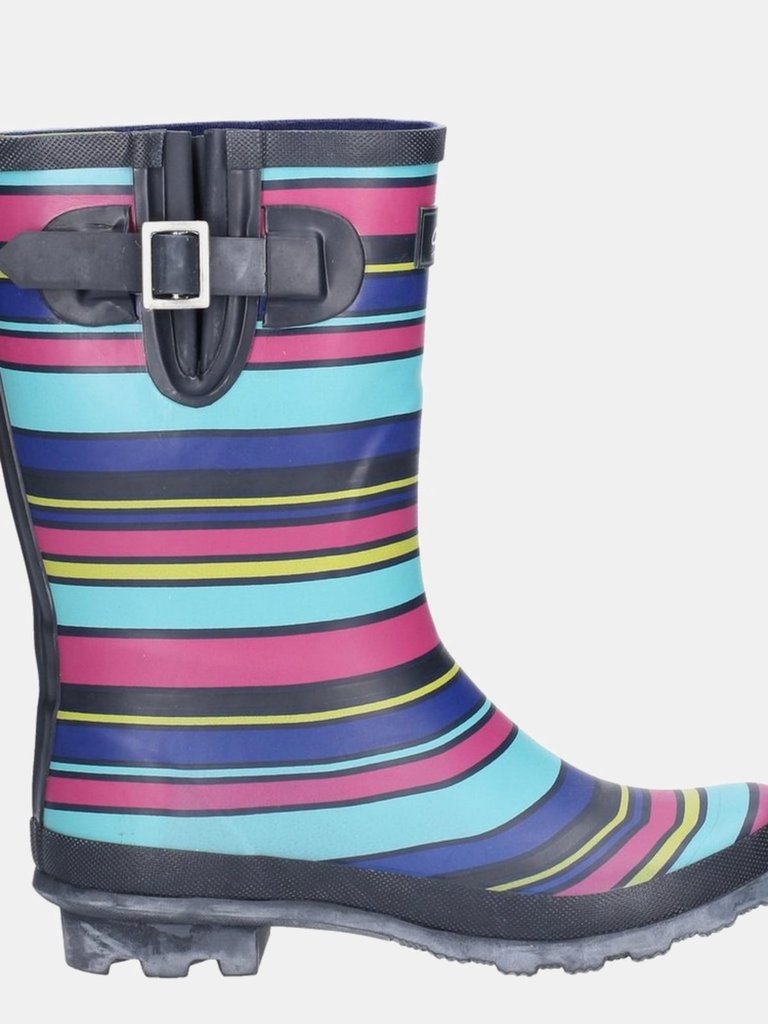 Womens/Ladies Paxford Elasticated Mid Calf Wellington Boot - Multicolor/Stripe