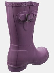 Womens/Ladies Windsor Short Waterproof Pull On Rain Boots - Purple