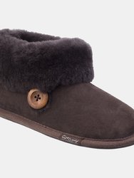 Womens/Ladies Wotton Sheepskin Soft Leather Booties - Chocolate - Chocolate