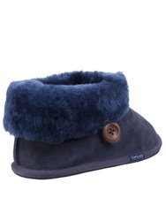 Womens/Ladies Wotton Sheepskin Soft Leather Booties - Dark Blue