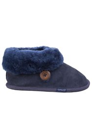 Womens/Ladies Wotton Sheepskin Soft Leather Booties - Dark Blue